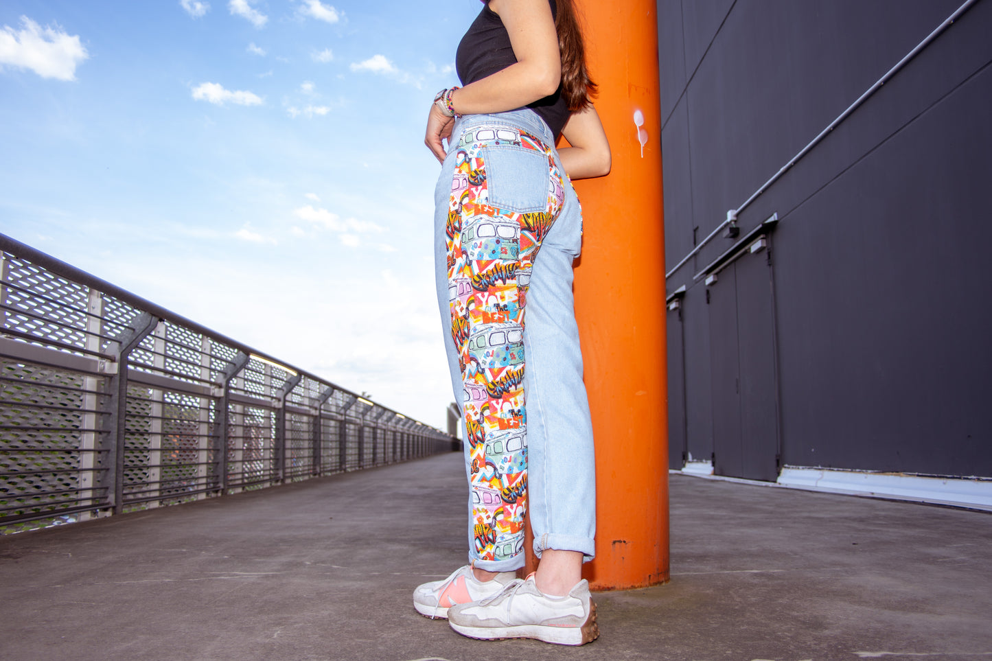 JEANS STAMPA FUMETTI DONNA CHIARI Made in Italy
