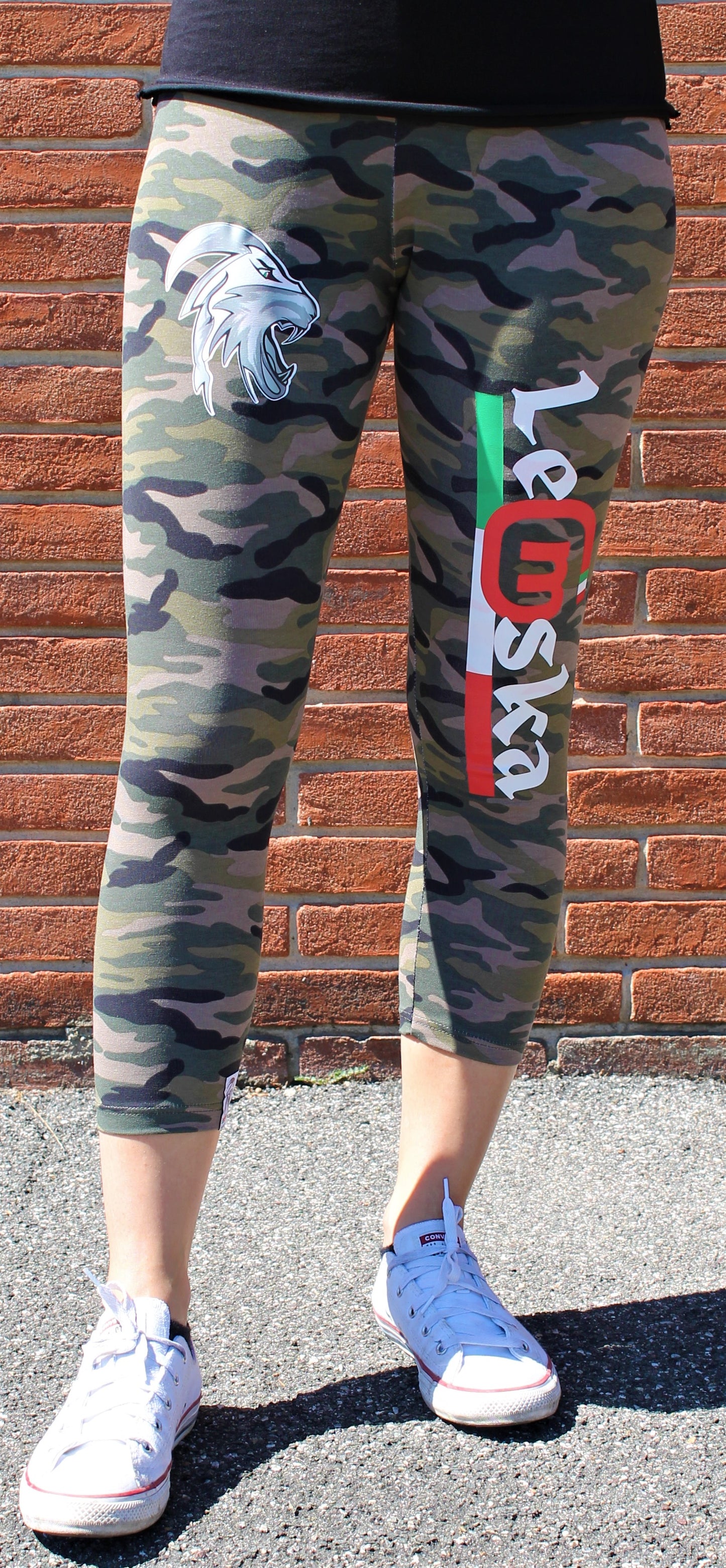 Leggings donna Leomska 3/4 militare 100% Made In Italy