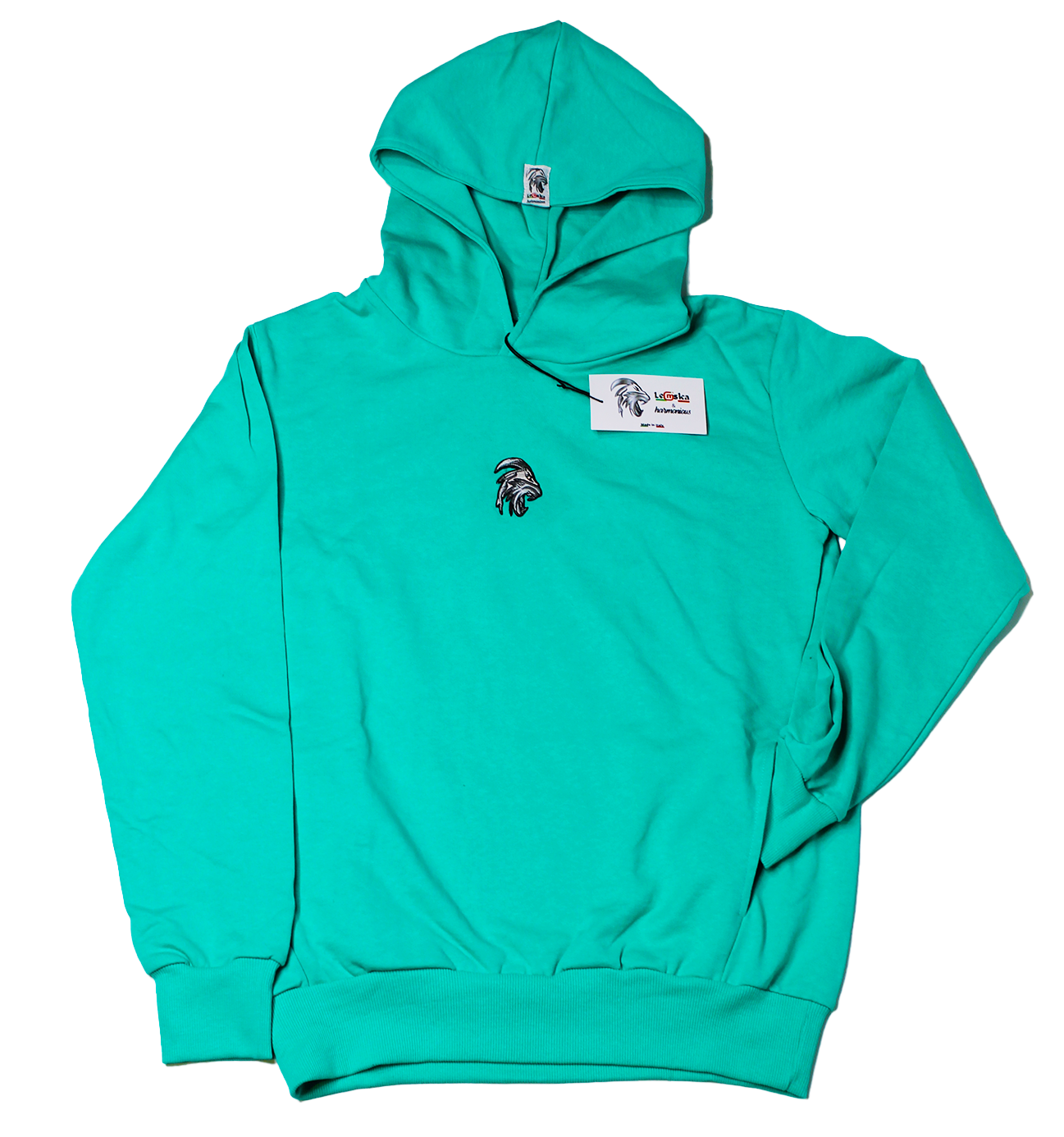 Felpa Street Acqua Marina con Cappuccio 100% Cotone e 100% Made in Italy