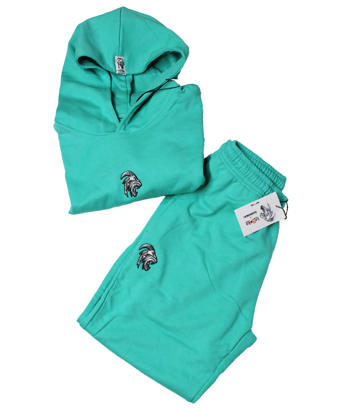 Felpa Street Acqua Marina con Cappuccio 100% Cotone e 100% Made in Italy