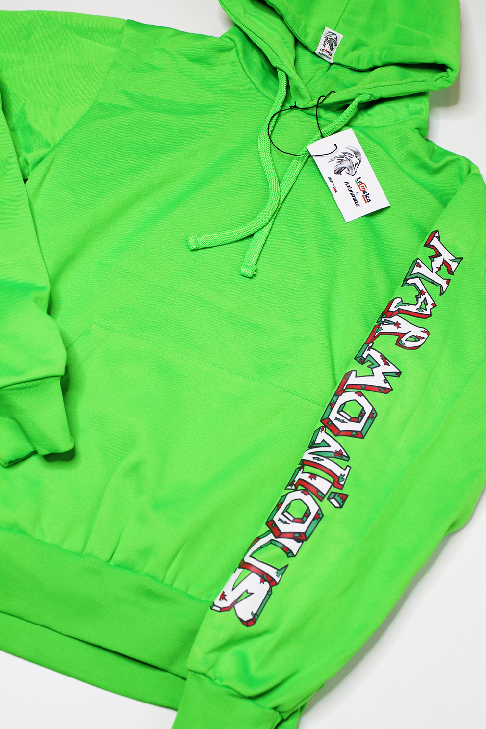 Felpa Verde Fluo "Harmonious" con cappuccio 280gr/m² 100%MadeInItaly