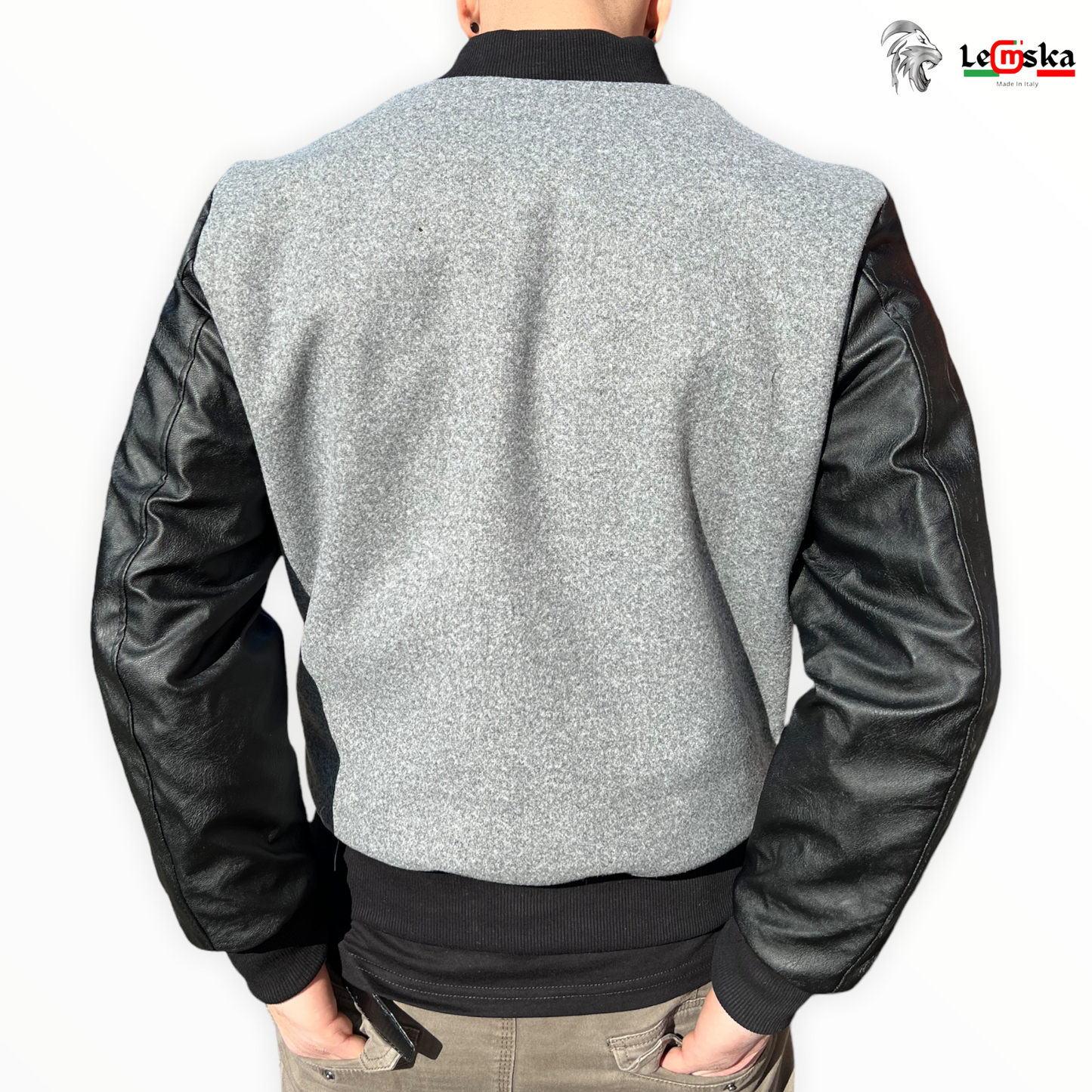 Giacca Baseball bicolore in Cotone/Ecopelle Made in Italy