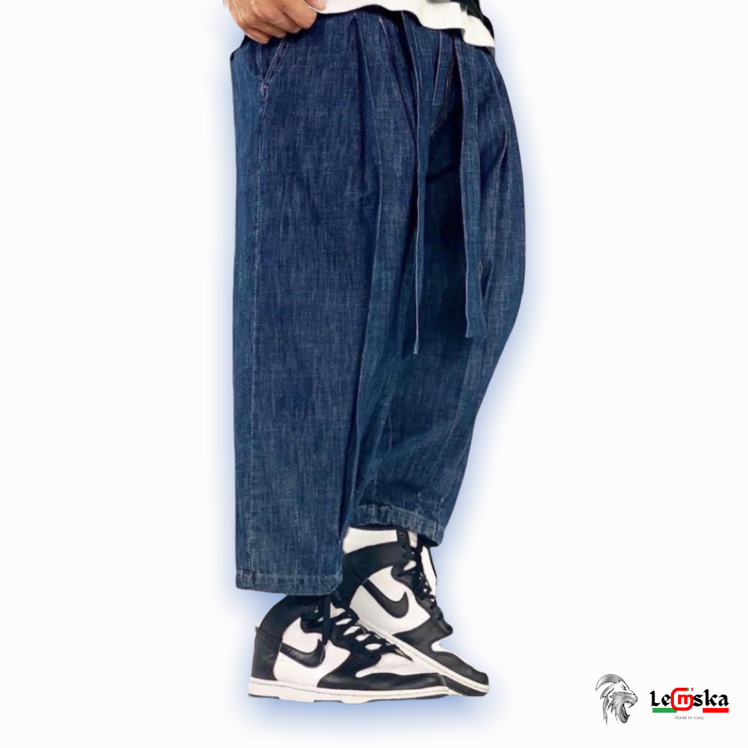 JAPAN SU TELA JEANS CON FIBBIE MADE IN ITALY