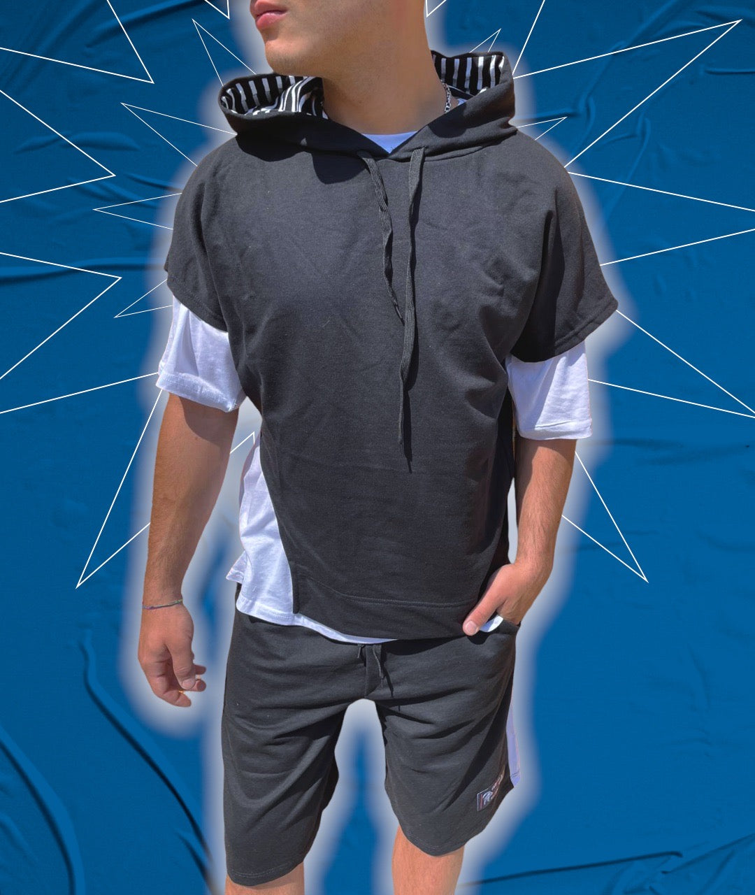 COMPLETO CORTO di Cotone in 2 colori con spacco laterale Made in Italy