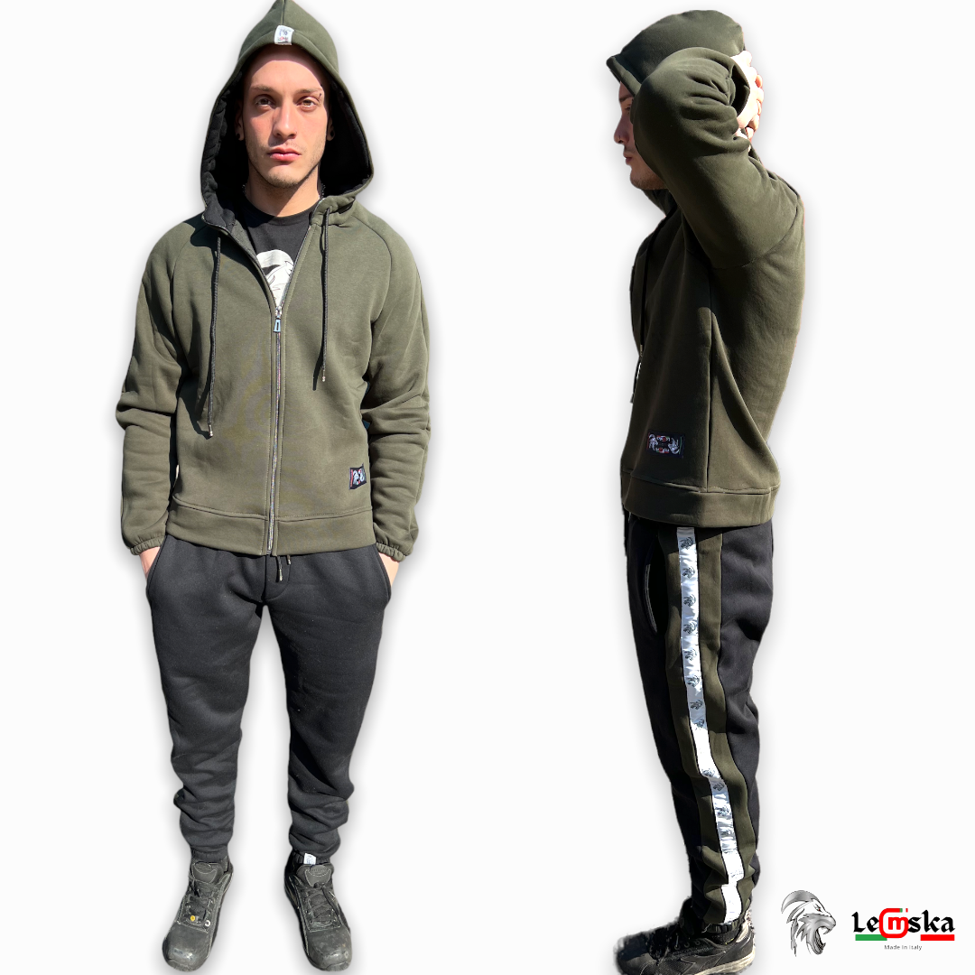 TUTA COMPLETA IN JERSEY FELPATO BICOLORE A CONTRASTO MADE IN ITALY