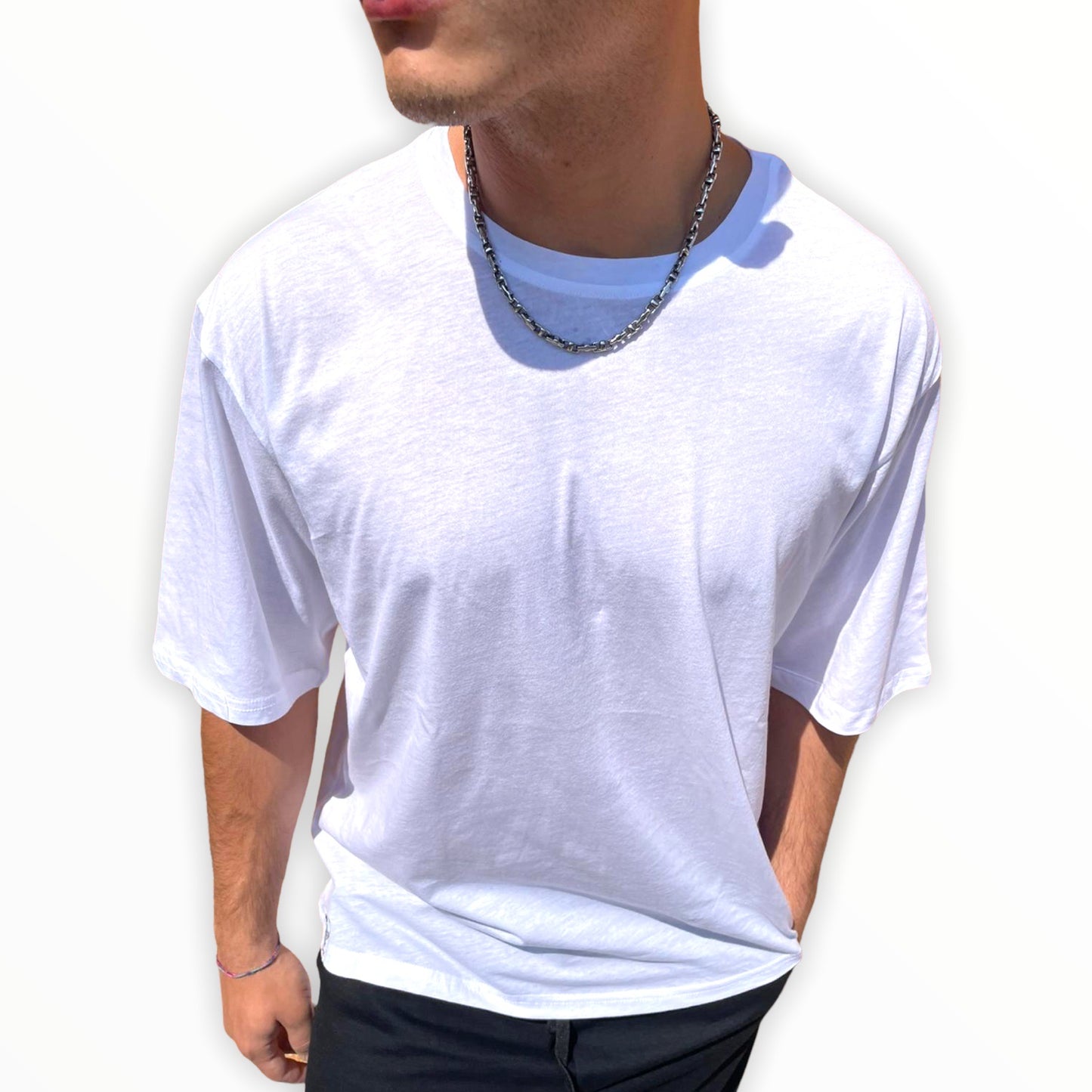 T-Shirt Neutra Oversize Prodotto 100% Made In Italy