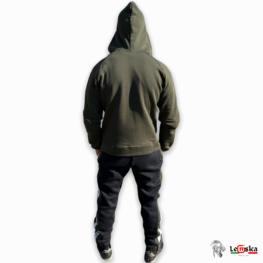 TUTA COMPLETA IN JERSEY FELPATO BICOLORE A CONTRASTO MADE IN ITALY