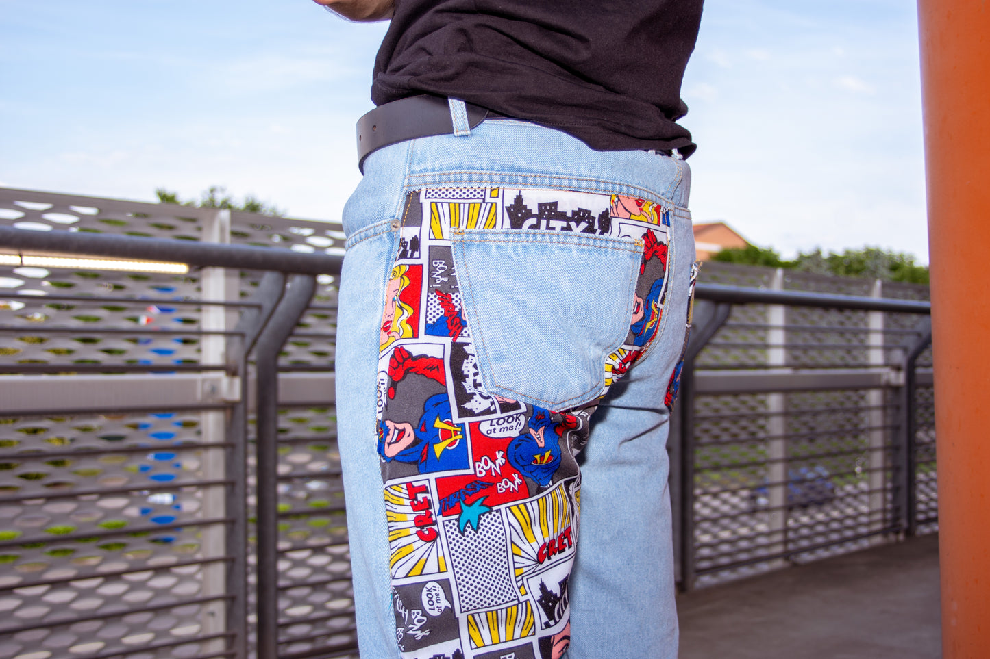 JEANS UOMO STAMPA FUMETTI CHIARI Made in Italy