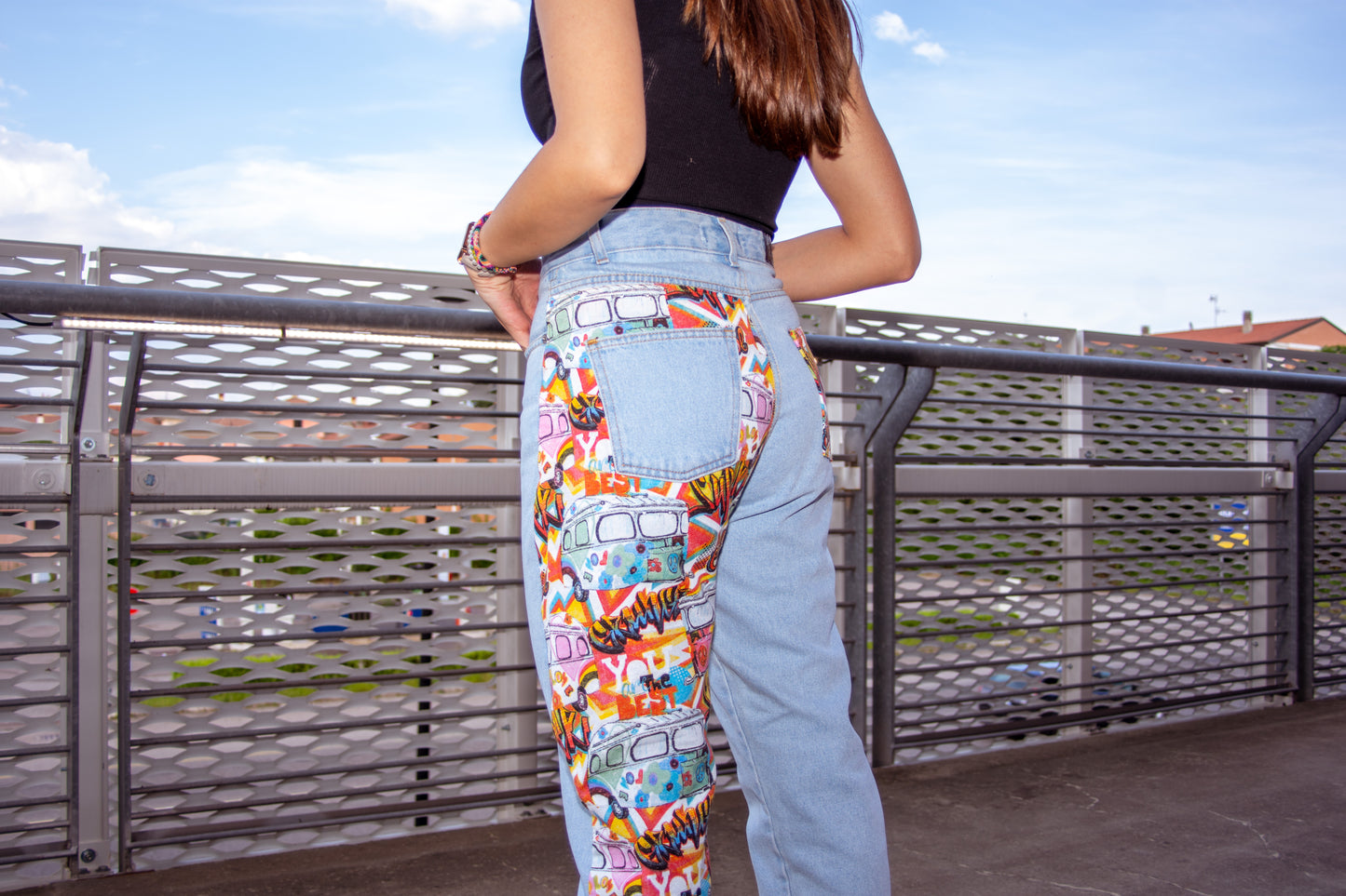 JEANS STAMPA FUMETTI DONNA CHIARI Made in Italy