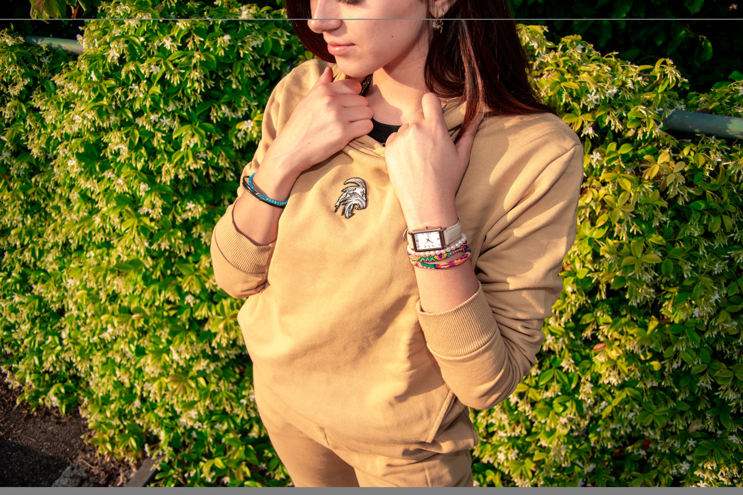 Felpa Street Cammello con Cappuccio 100% Cotone e 100% Made in Italy