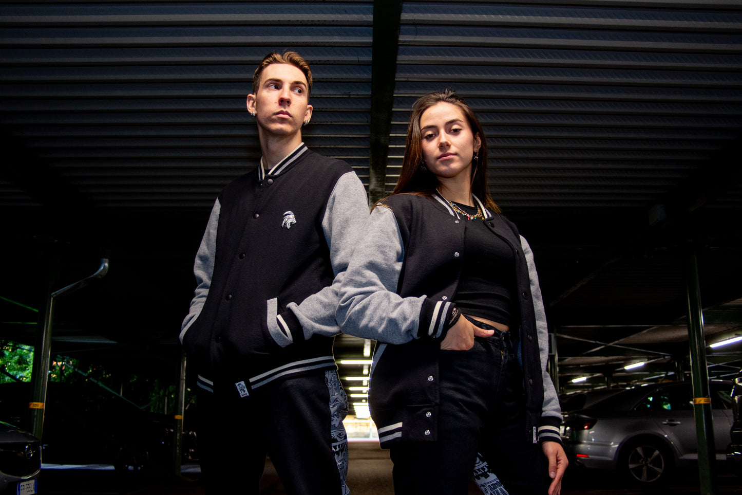 Giacca Baseball bicolore in Felpa Made in Italy