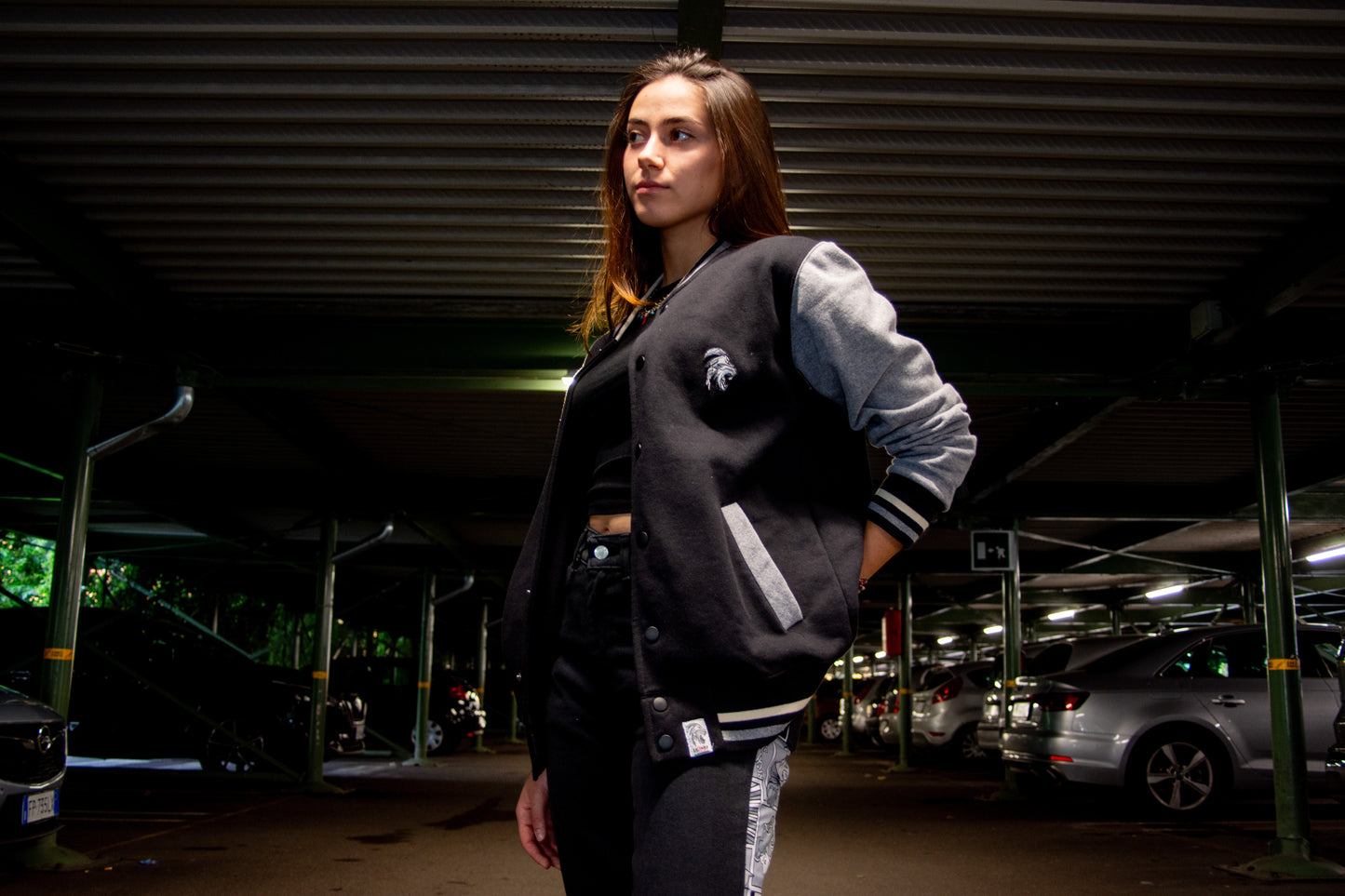 Giacca Baseball bicolore in Felpa Made in Italy