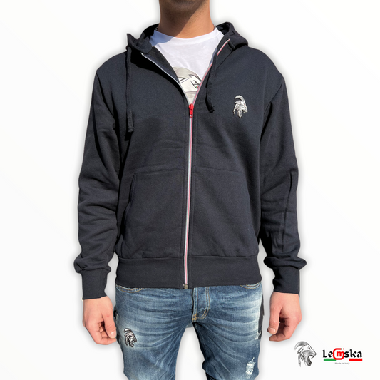 Felpa Zip con Cappuccio 100% Made in Italy